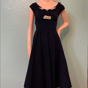 Navy blue full circle skirt dress
